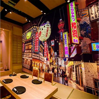 Japansk Street Scene Wall Paper Izakaya Sushi Restaurant 3D Vægmalerier Japansk Grill Restaurant Industrielle Indretning Tapet 3D