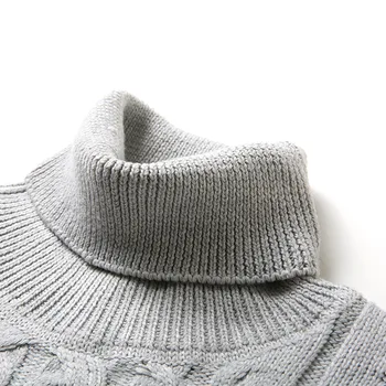 QUANBO Mænds Slim Fit Turtleneck Sweater Casual Snoet Strikket Pullover Sweater