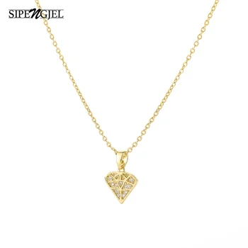 Mode søde hjerte Halskæde i høj kvalitet krystal guld kæde kvinder halskæde til piger smykker 2020