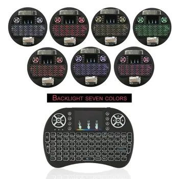 2.4 GHz Mini Wireless Remote Keyboard med Touchpad Musen til Android TV Box, Farverig LED-Baggrundsbelysning, Genopladelige Li-ion-Batteri
