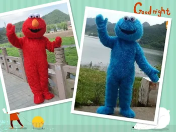 Fabrikken direkte salg med høj kvalitet, Lang Pels Elmo Maskot Kostume Karakter Kostume Tegnefilm Kostume Elmo Cosplay Gratis Fragt