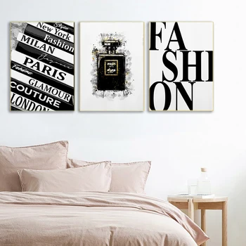 Plakater Udskriver Vintage Lærred Maleri Black Parfume Væggen Billede Til Stuen Fashion Art Couture-Bog, Stak Hjem Dekoration