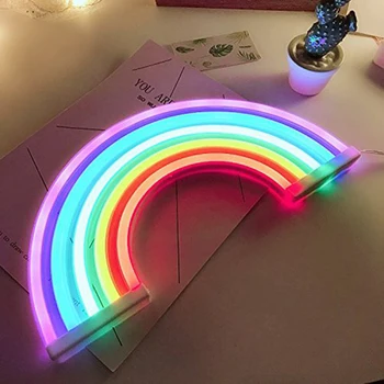 Nye Søde Regnbue Neon Skilt LED Regnbue Lys Lampe for Kollegiets Indretning Rainbow Indretning Neon Lampe Wall Decor Jul Neon Pære Rør