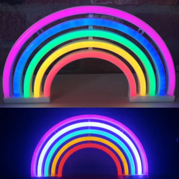 Nye Søde Regnbue Neon Skilt LED Regnbue Lys Lampe for Kollegiets Indretning Rainbow Indretning Neon Lampe Wall Decor Jul Neon Pære Rør