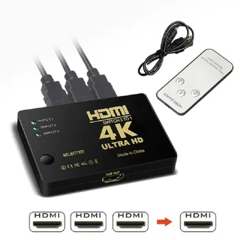 HDMI-switch-3-Port, 4K*2K 1080P HDMI Switcher Skifte Selector 3x1 Splitter-Boksen Ultra HD for HDTV Xbox, PS3, PS4 Mms