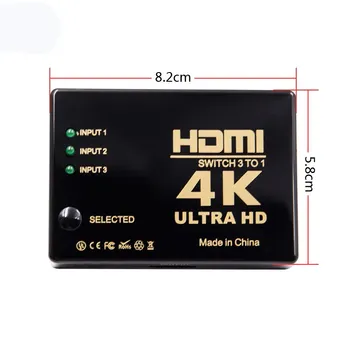 HDMI-switch-3-Port, 4K*2K 1080P HDMI Switcher Skifte Selector 3x1 Splitter-Boksen Ultra HD for HDTV Xbox, PS3, PS4 Mms