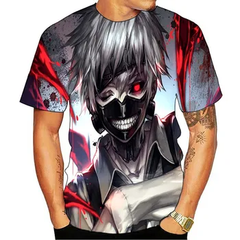 Mode T-shirts Tokyo Ghoul T-shirt Mænd Blod Casual t-shirts Ken Kaneki Shirt Print Japan Anime Cosplay Tøj Tshirt Trykt