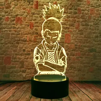 Shikamaru Nara Model 3D Nightlight Visuel Illusion LED 7 Farver Skiftende Flash Lys Naruto Anime action & toy tal Barn