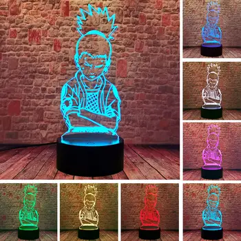 Shikamaru Nara Model 3D Nightlight Visuel Illusion LED 7 Farver Skiftende Flash Lys Naruto Anime action & toy tal Barn