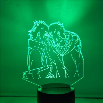 Anime Naruto Figur Bror, Itachi Uchiha og Uchiha Sasuke 3D-Nat Lys LED Bord Indretning Lys for Bedsid Hjem Nightlamp
