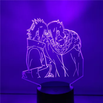 Anime Naruto Figur Bror, Itachi Uchiha og Uchiha Sasuke 3D-Nat Lys LED Bord Indretning Lys for Bedsid Hjem Nightlamp