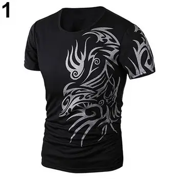 Mænds Mode Sommer Cool Stil Korte Ærmer Rund Hals Dragon Print T-shirt