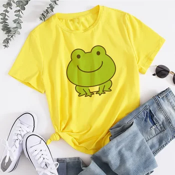 Skateboard Frog Mode langærmet T-shirt koreanske Enkel Overdimensionerede Grafiske Tees Kvinder Shirts Fritid Plaid Patchwork T-Shirt