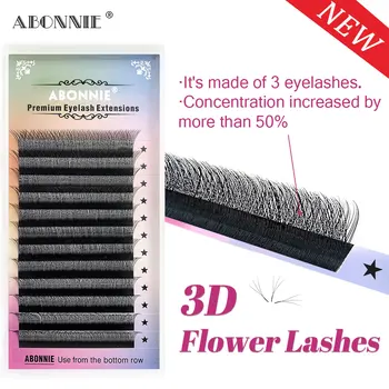 Abonnie Automatisk Blomstring 3D Form Bloom Premade Fans Naturlige Bløde Makeup Øjenvipper