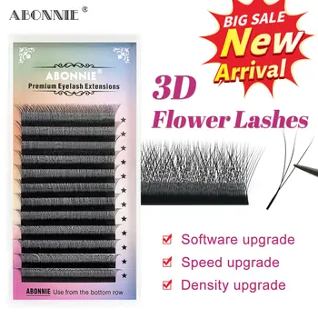 Abonnie Automatisk Blomstring 3D Form Bloom Premade Fans Naturlige Bløde Makeup Øjenvipper