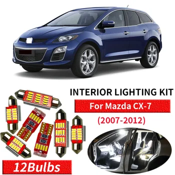 12pcs Ingen Fejl Hvid Canbus LED Lys Bil Pærer Til 2007-2012 Mazda CX-7 Kort Dome Kuffert Nummerplade Lygte Interior Package Kit