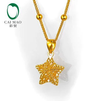 CAIMAO 18k Gul Guld AU750 Filigran Design Charms Vedhæng Stjerne Form Klassiske Elsker Gave Fine Smykker
