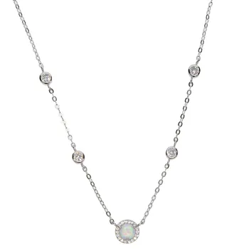 2020 Nye Sommer Style 925 sterling sølv 3 farve elegant rund opal cz choker halskæde til Kvinder, Fest og Bryllup Gave