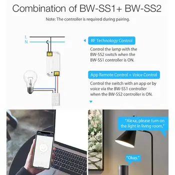 BlitzWolf BW-SS2 100W/50W RF 433MHz Smart Home Modul Self-power Wireless Skifte Controller 1 2 3 Bande Kompatibel med BW-SS1