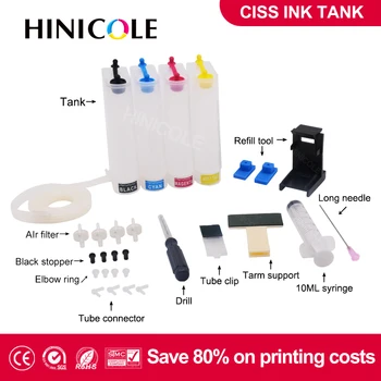 Hinicole Ciss Til HP, Canon, Ciss Continuous Ink Supply System Diy Kit Tank 4 Farve passer Printer Inkjet Cartridge er Nem at Installere