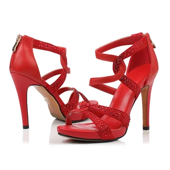 Arden Furtado 2018 sommer stiletter hæle mode platform høje hæle af ægte læder mærke sko lynlås i ryggen hvid rød sandaler
