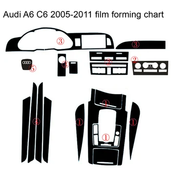Car-Styling 3D/5D Carbon Fiber Bilen Center Konsol Farve Ændre Støbning Mærkat Decals Til Audi A6 C6 2005-2011