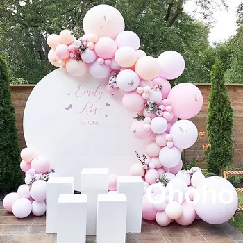 Ohoho 123pcs Pastel Macaron Fersken Pink Lilla Ballon Guirlande-Arch Kit Jubilæum, Baby Shower, Fødselsdag Bryllup Fest Dekoration