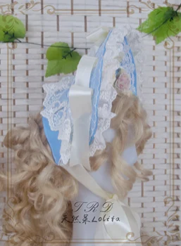 Smuk Vin Rød Bonnet Lolita blomst Bryllup Bnt Cosplay Vintage Håndlavet Victorianske Drøm tilbage til Versailles Blonder Steg solhat