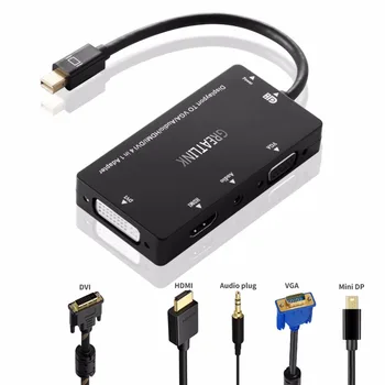 Mini Displayport (DP Til HDMI VGA-D-DVI-Adapter USB Bil Audio Splitter AUX Kabel Thunderbolt 3 Hub Dock Display port 1.1 Converter
