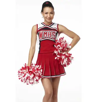 High School-Pige Damer Glee Stil Cheerleader Kostume Cheerleader Fancy Kjole Uniform Kostume Party Top+Nederdel