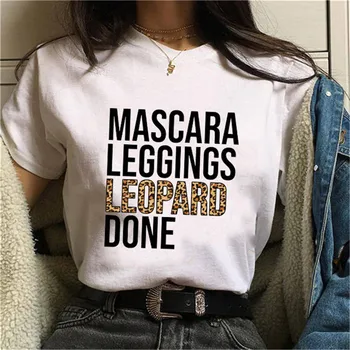 MASCARA LEOPARD LEGGINGS GJORT Brev Print Kvinder Harajuku T-shirt med O-hals, Korte Ærmer Vintage T-shirt Kvindelige Mors Dag Tshirt