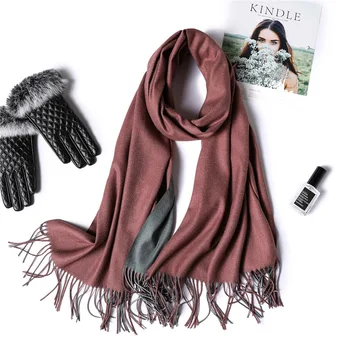 LaMaxPa Dropshipping Fashion Vinter Cashmere Tørklæde Kvinder Dobbelt Side Pashmina Sjaler og Wraps Hijab Kvindelige Varm Bandana Foulard