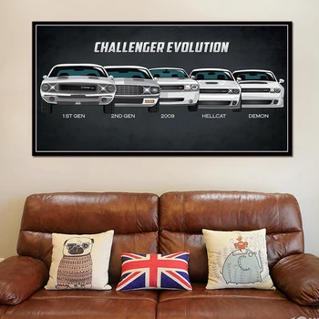 Moderne hjem kæmpe plakat retro classic car udfordrer udviklingen print på lærred maleri stue dekoration