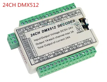 Brug for LED strip light,RGB-node,led-modul,24CH 24 kanal Let DMX Dmx512 Dekoder,Controller,Driver,dc 5 v-24V 8 grupper output