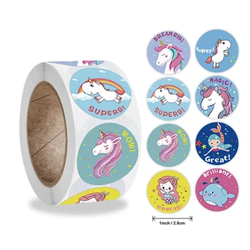 500Pcs/Roll Søde Tegneserie Unicorn Mærkat Børns Belønning Gave Label Udsmykning DIY Bryllup Candy Box Pakke Mærkater Mærkat