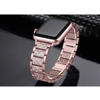 Luksus Diamant metal rem Til Apple-Ur serie 1/2/3/4/5 38mm 40mm 42mm 44mm iwatch band fashion armbånd, bælte Tilbehør