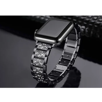 Luksus Diamant metal rem Til Apple-Ur serie 1/2/3/4/5 38mm 40mm 42mm 44mm iwatch band fashion armbånd, bælte Tilbehør