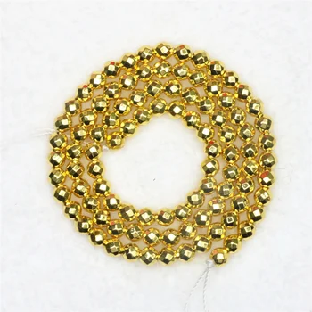 Hæmatit jernmalm stone 2-12mm Fabrik, engros AA+ Guld Sølv-farve, rund facetteret løse perler DIY smykker tilbehør E6