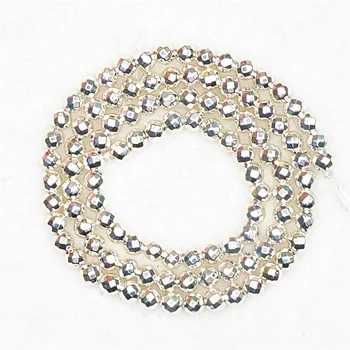 Hæmatit jernmalm stone 2-12mm Fabrik, engros AA+ Guld Sølv-farve, rund facetteret løse perler DIY smykker tilbehør E6
