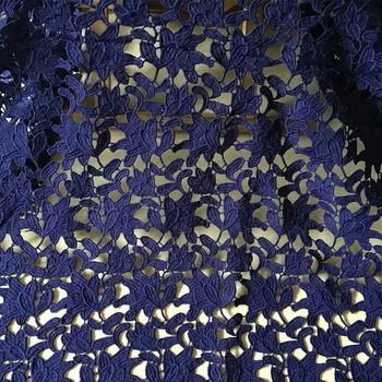 1Yard Nigerianske Lace Fabrics Navy Blå Afrikanske Ledningen Lace Fabrics Høj Kvalitet Guipure fransk Blonde Stof For Kvinder Kjole Materiale