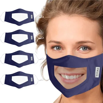 4pc Maske Med Klart Vindue Synligt Udtryk For Døve Og Hørehæmmede Gennemsigtige skærm Munden Udendørs Ansigt Beskytte
