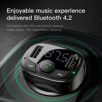 Bluetooth FM-Senderen Modulator Håndfrit bilsæt til Telefonen FM-Transmittor 3.4 En billader Med Dobbelt USB-Audio-Afspiller, Mp3-Afspiller