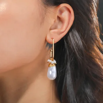 Middelalderlige 2020 Nye Tilbehør, Mode Hvid Formet Perle Sår Øreringe Overdrevet U-formet Kc Ear Hook Øreringe