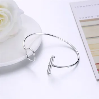 Rent Sølv 925 armbånd Armbånd til Kvinder Geometriske Cuff Bangle Armbånd Pulseira Femme Mode Smykker Tilbehør