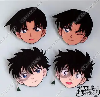 Anime Detective Conan Hattori Heiji Kid Figur Badges Nonwoven Stof Knappen Broche Pin Gaver Børn Legetøj