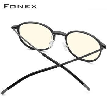 FONEX TR90 Anti Blå Lys Briller Ramme Mænd strålingsbeskyttelse Briller Runde Gaming Computer-Briller til Kvinder AB02