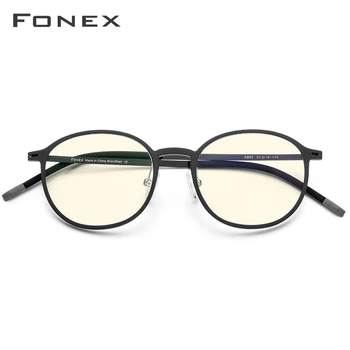FONEX TR90 Anti Blå Lys Briller Ramme Mænd strålingsbeskyttelse Briller Runde Gaming Computer-Briller til Kvinder AB02