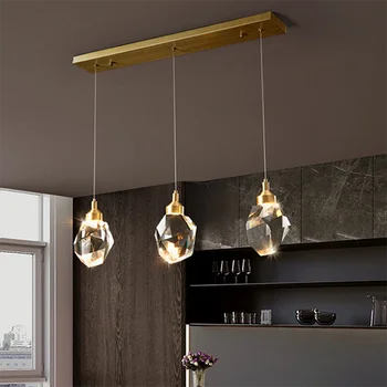 LED-Vedhæng Lys Nordiske Fuld Messing-Krystal Køkken Hængende Lamper Postmoderne Stue, Spisestue, Bar indretning lamper