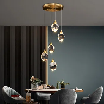 LED-Vedhæng Lys Nordiske Fuld Messing-Krystal Køkken Hængende Lamper Postmoderne Stue, Spisestue, Bar indretning lamper