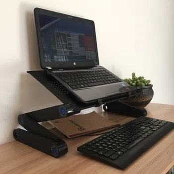 Bærbare sammenklappelig justerbar folde bord til Bærbar computer, Skrivebord Computer mesa para notebook Stand Skuffe Til Sovesofa Sort